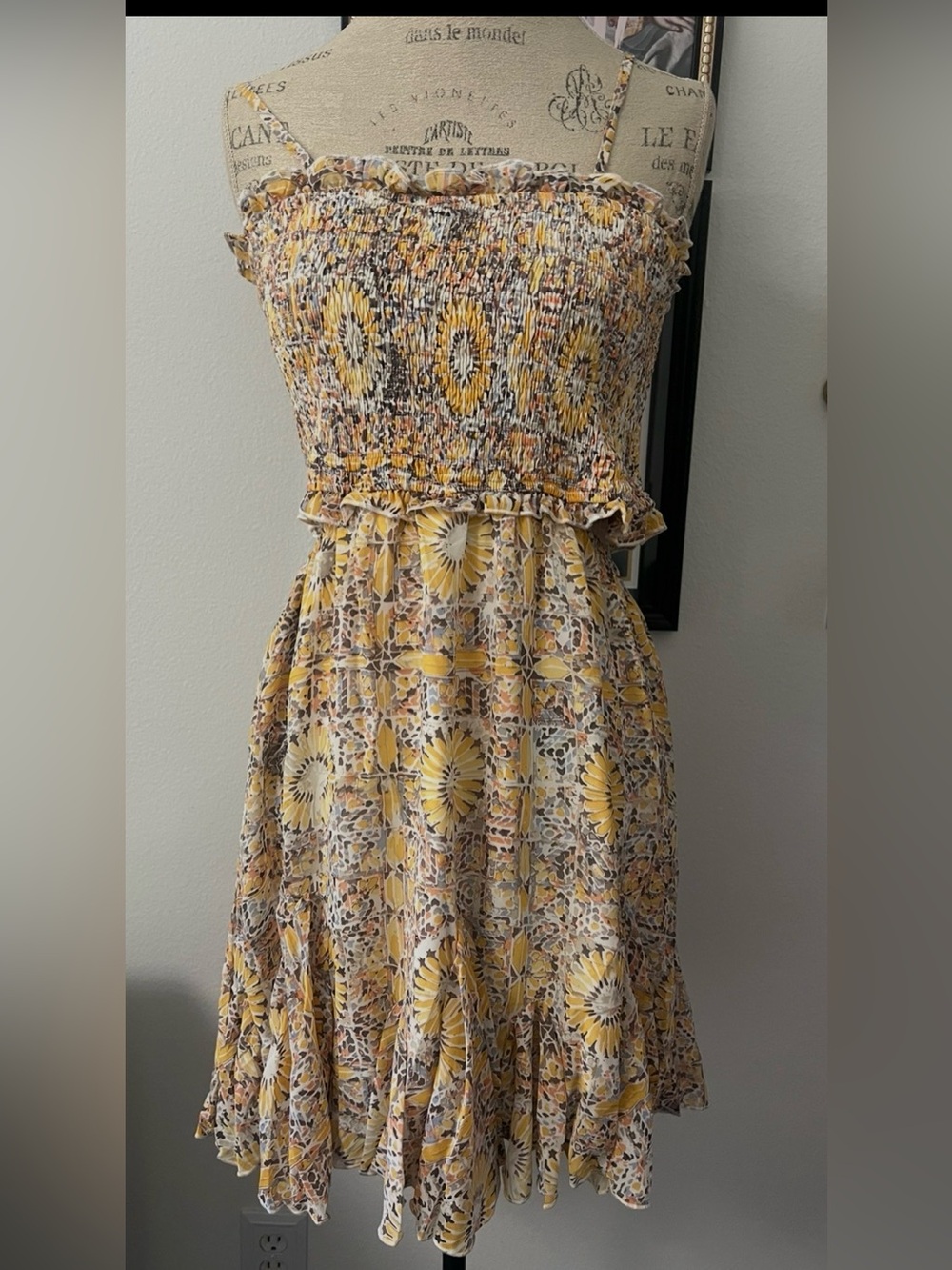 NWT Smocked Yellow Floral Sundress